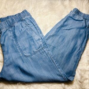 Talbots Denim Blue Joggers with elastic waistband and elastic ankle.